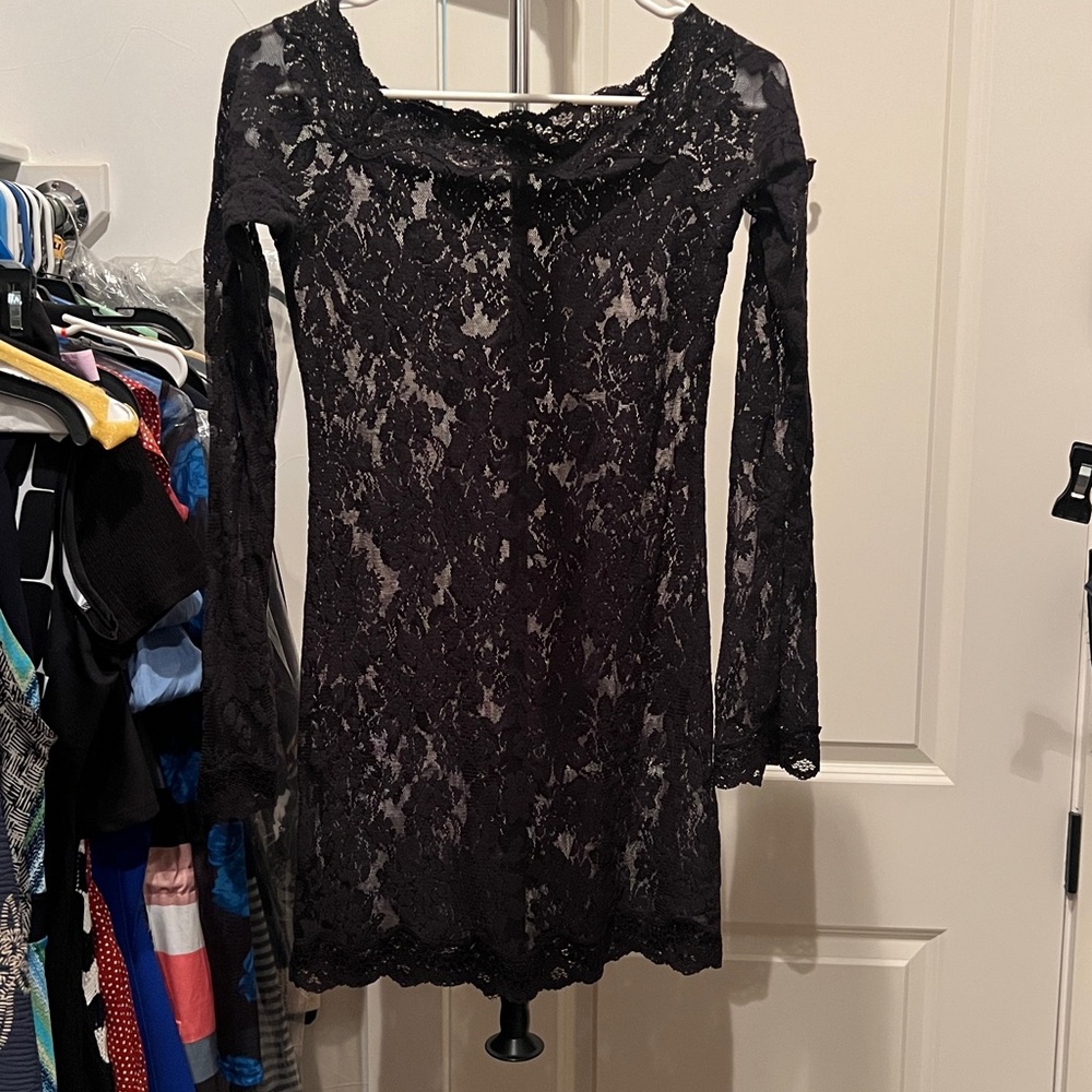 Black Lace Long Sleeve Dress